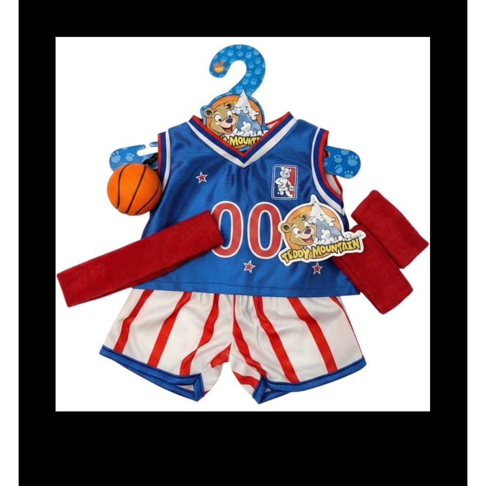 Teddy Mountain All-Stars Basketball Uniform 16" Plush Outfit Blue Red White 2742
